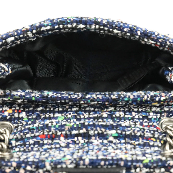 Kurt Geiger Blue Tweed Mini Kensington Bag