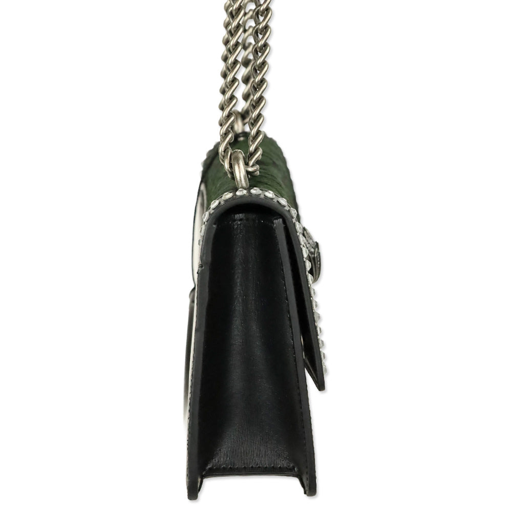 Kurt Geiger Dark Green Tiger Print Cow Fur Leather Shoreditch Small Crossbody