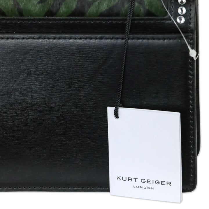 Kurt Geiger Dark Green Tiger Print Cow Fur Leather Shoreditch Small Crossbody