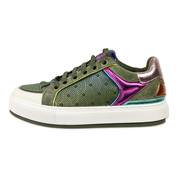 Kurt Geiger Green Comb Leather Southbank Tag Sneakers