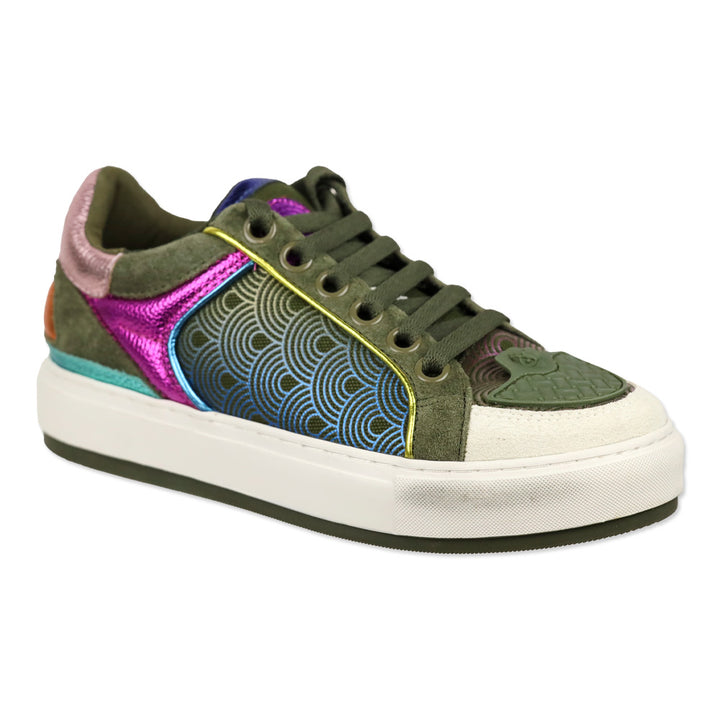 Kurt Geiger Green Comb Leather Southbank Tag Sneakers