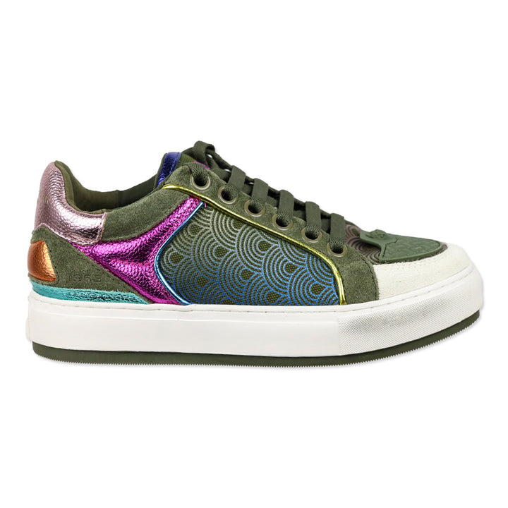 Kurt Geiger Green Comb Leather Southbank Tag Sneakers
