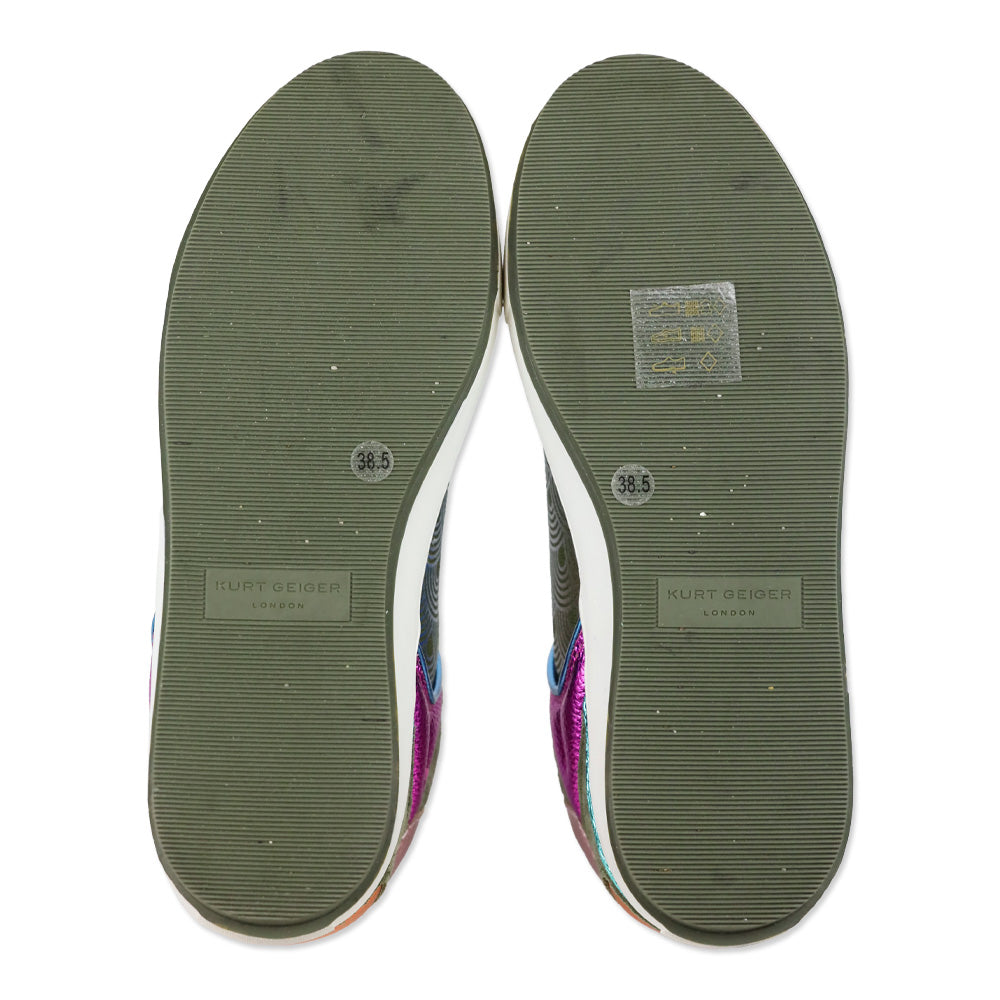 Kurt Geiger Green Comb Leather Southbank Tag Sneakers