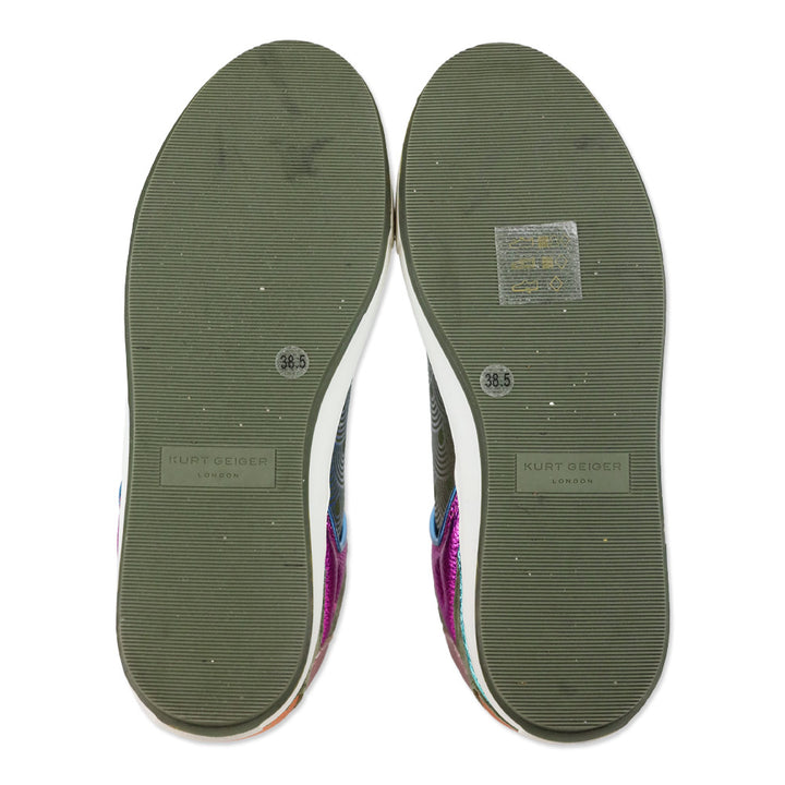 Kurt Geiger Green Comb Leather Southbank Tag Sneakers