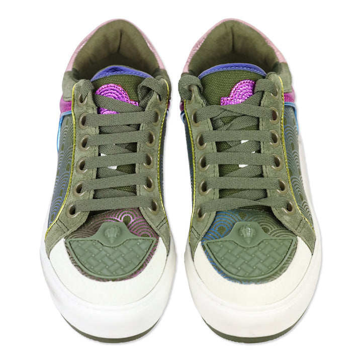 Kurt Geiger Green Comb Leather Southbank Tag Sneakers