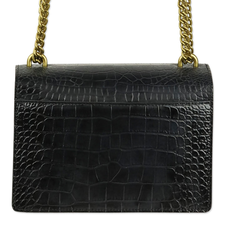 Kurt Geiger London Black Crocodile Embossed Leather Shoreditch Bag