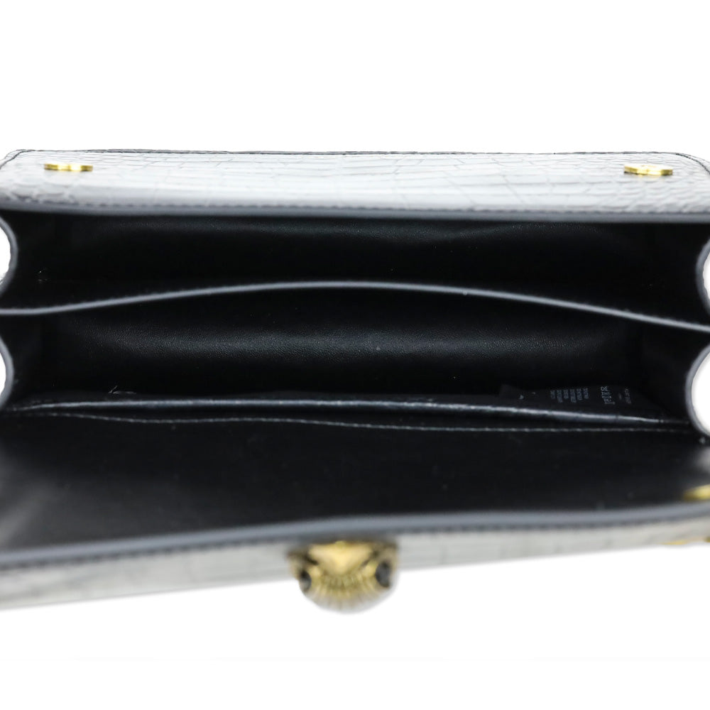 Kurt Geiger London Black Crocodile Embossed Leather Shoreditch Bag