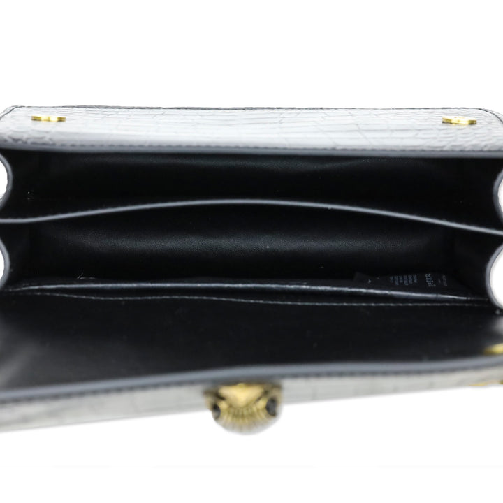 Kurt Geiger London Black Crocodile Embossed Leather Shoreditch Bag
