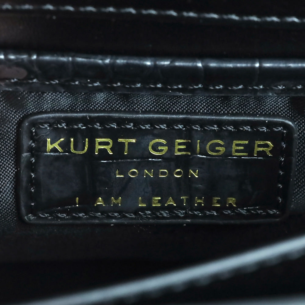 Kurt Geiger London Black Crocodile Embossed Leather Shoreditch Bag