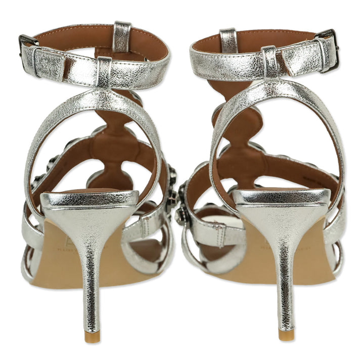 Kurt Geiger Metallic Silver Crystal Gladiator Sandal