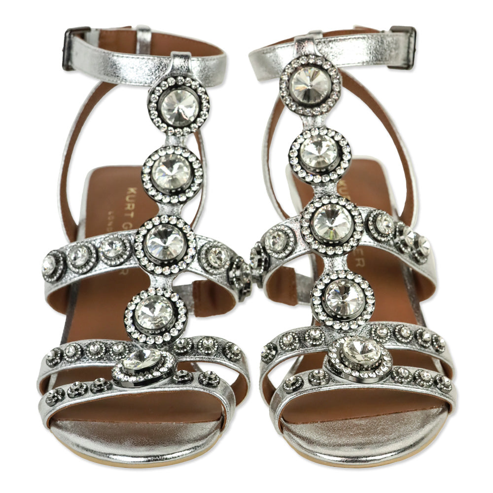 Kurt Geiger Metallic Silver Crystal Gladiator Sandal