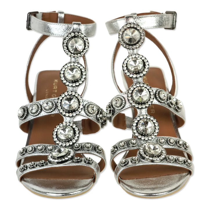 Kurt Geiger Metallic Silver Crystal Gladiator Sandal