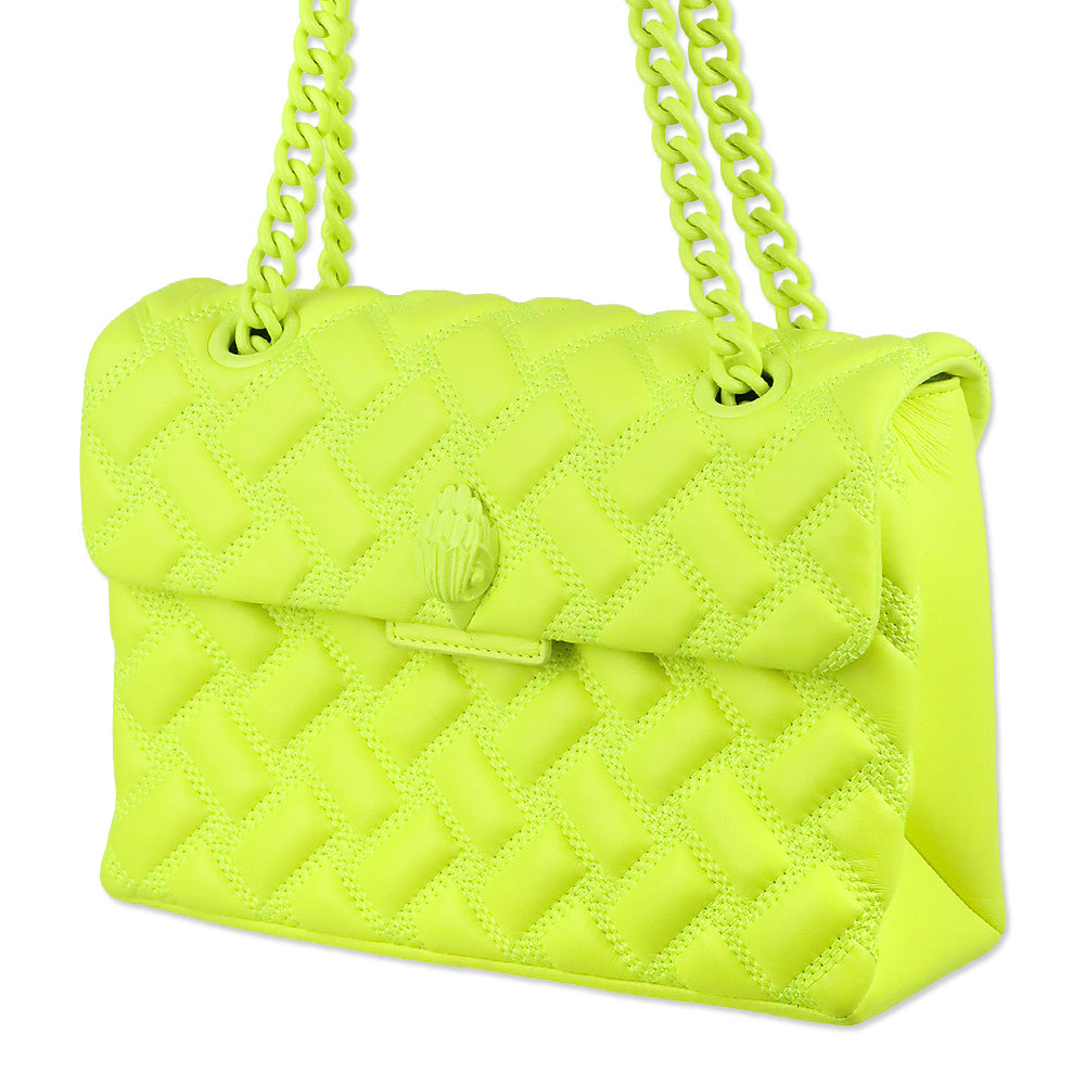 Kurt Geiger Neon Yellow Quilted Medium Kensington Drench Bag