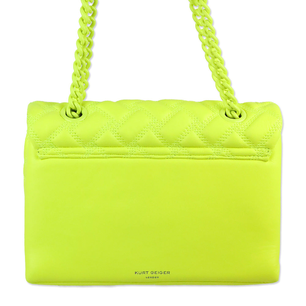 Kurt Geiger Neon Yellow Quilted Medium Kensington Drench Bag