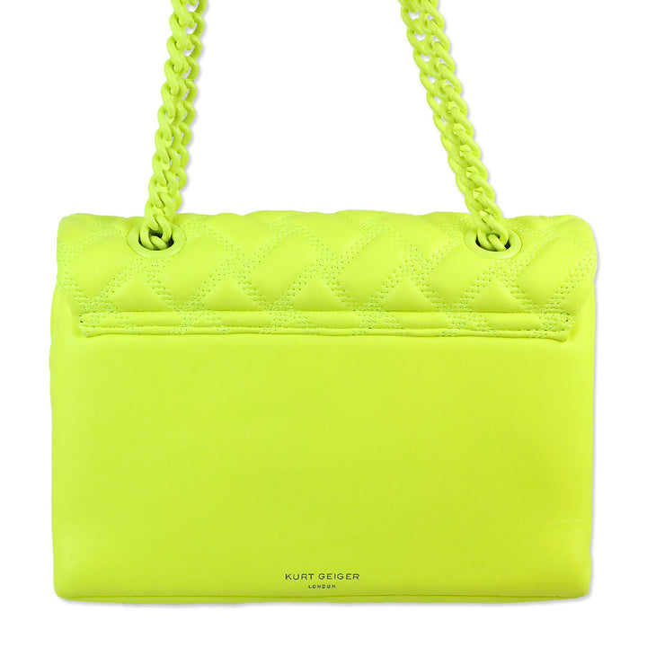 Kurt Geiger Neon Yellow Quilted Medium Kensington Drench Bag