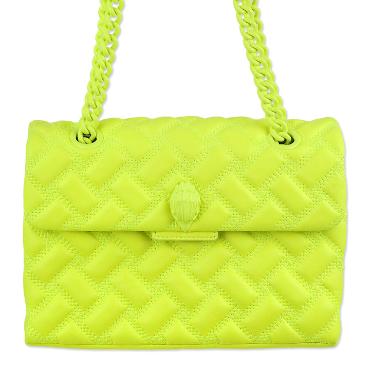 Kurt Geiger Neon Yellow Quilted Medium Kensington Drench Bag