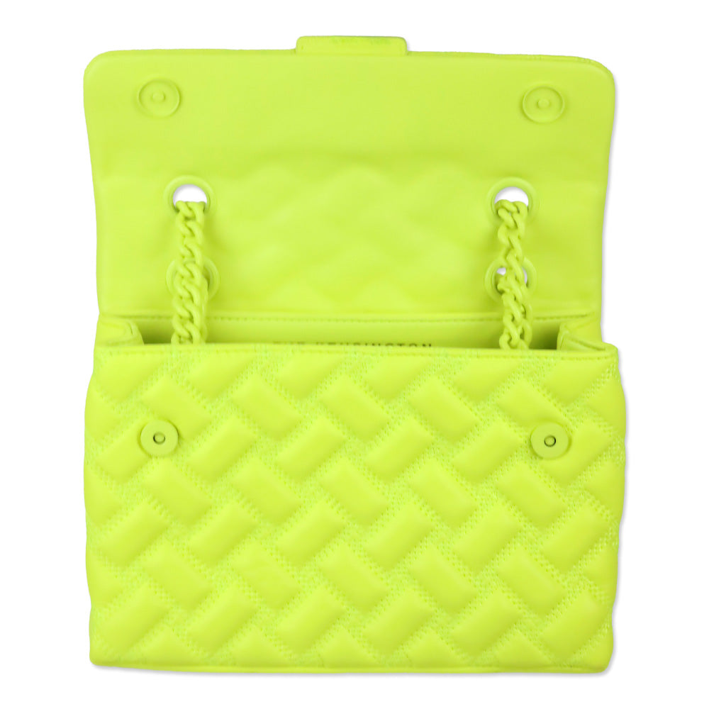 Kurt Geiger Neon Yellow Quilted Medium Kensington Drench Bag