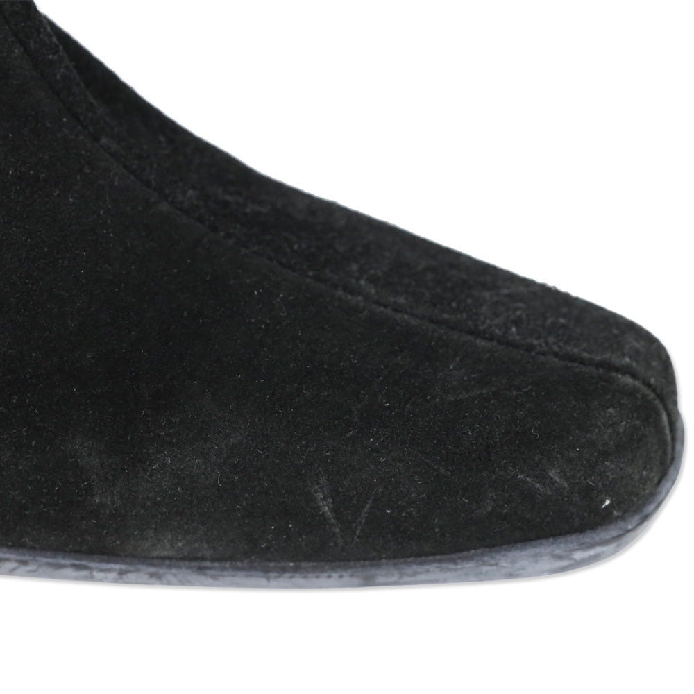 LA Canadienne Black Suede Kitten Knee-High Boots