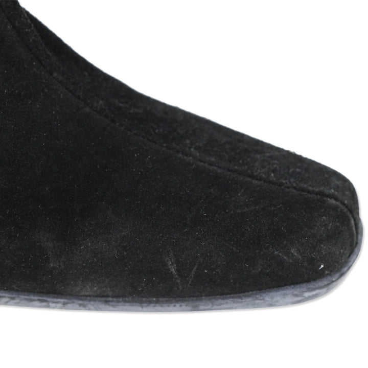 LA Canadienne Black Suede Kitten Knee-High Boots