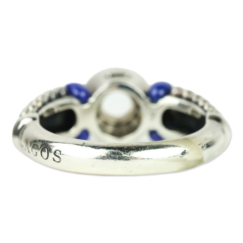 LAGOS Sterling Silver Blue Caviar Marine Ceramic & Small Diamond Circle Ring