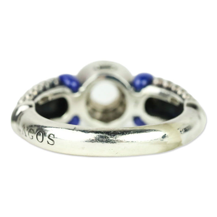 LAGOS Sterling Silver Blue Caviar Marine Ceramic & Small Diamond Circle Ring