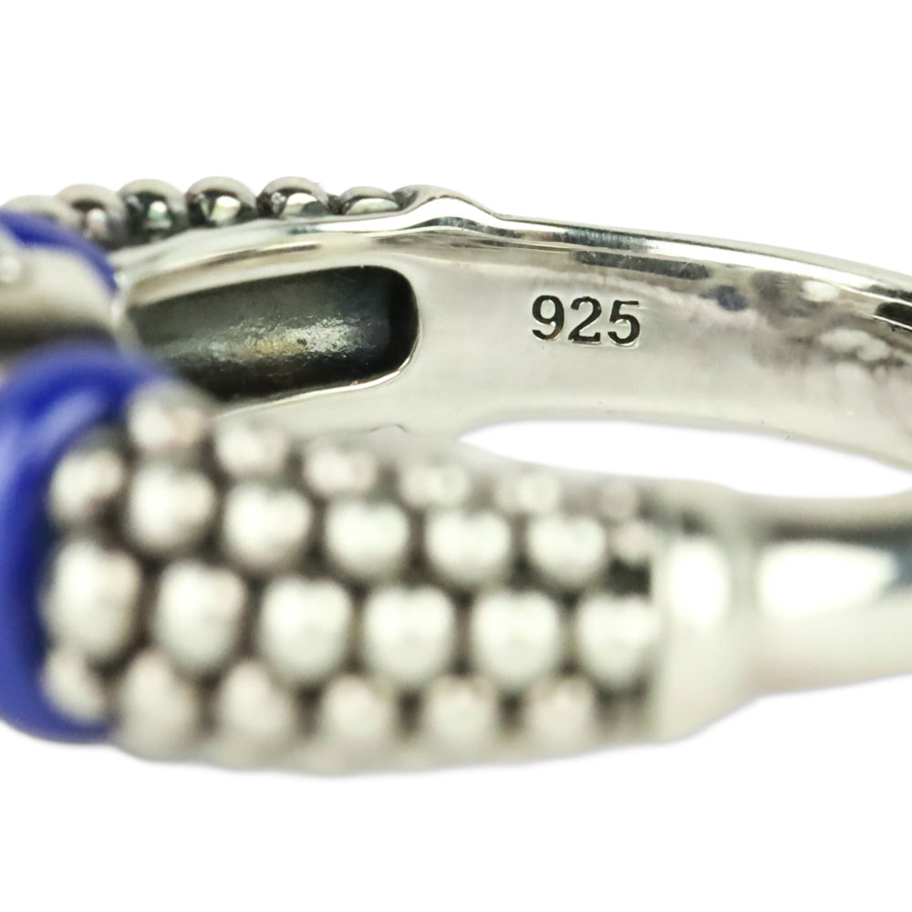 LAGOS Sterling Silver Blue Caviar Marine Ceramic & Small Diamond Circle Ring