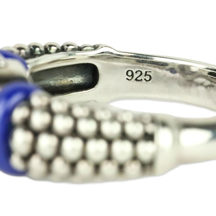 LAGOS Sterling Silver Blue Caviar Marine Ceramic & Small Diamond Circle Ring