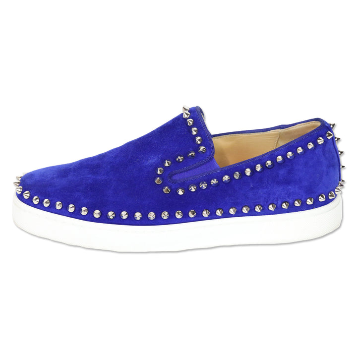 Christian Louboutin Blue Suede Pik Boat Slip On Sneaker