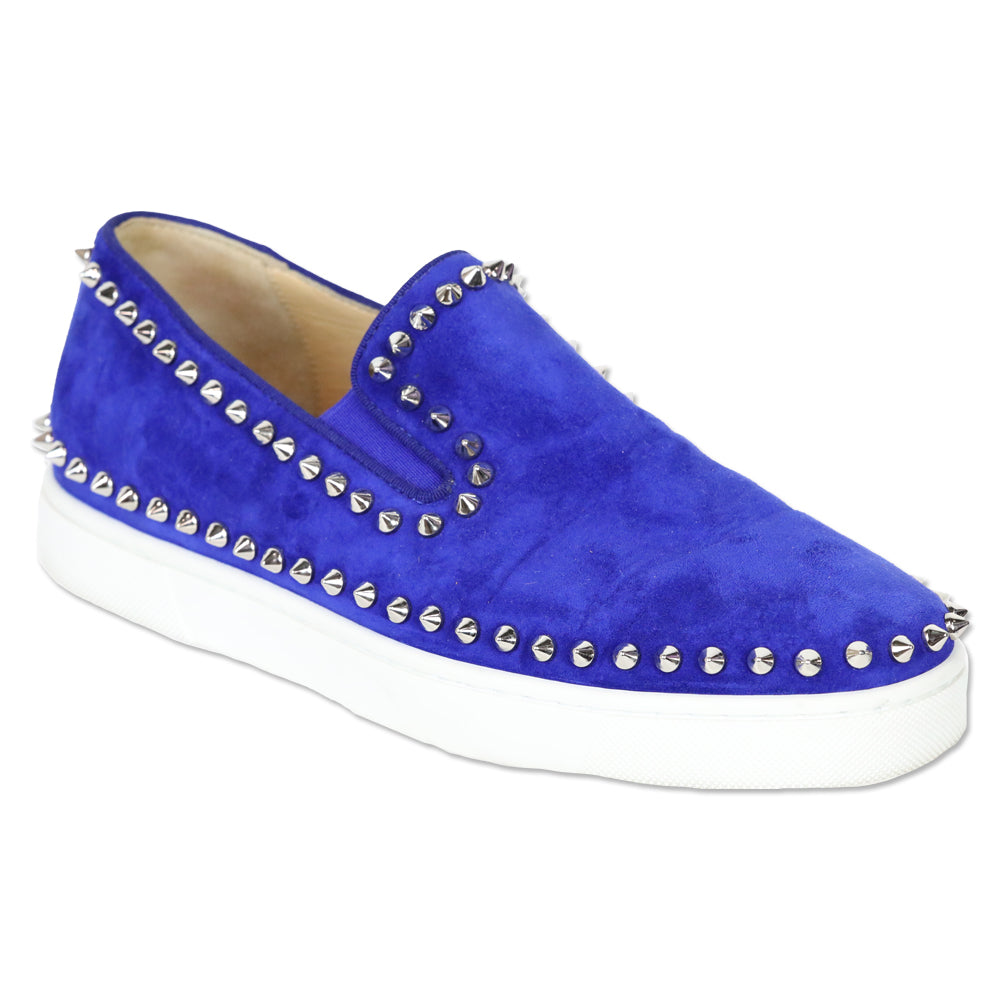 Christian Louboutin Blue Suede Pik Boat Slip On Sneaker