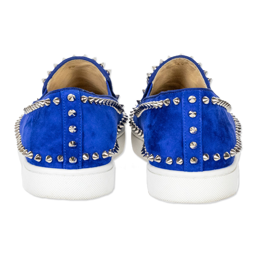 Christian Louboutin Blue Suede Pik Boat Slip On Sneaker