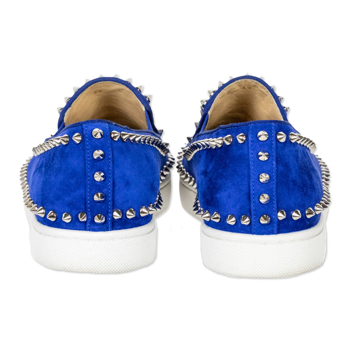 Christian Louboutin Blue Suede Pik Boat Slip On Sneaker