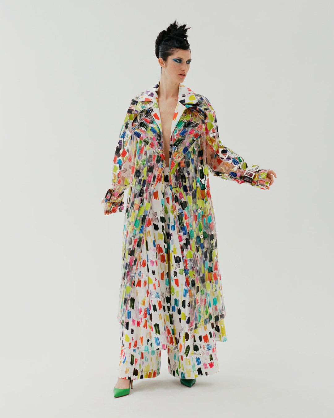 Christopher John Rogers Marker Test Pleated Printed Cotton-twill Wide-leg Pants
