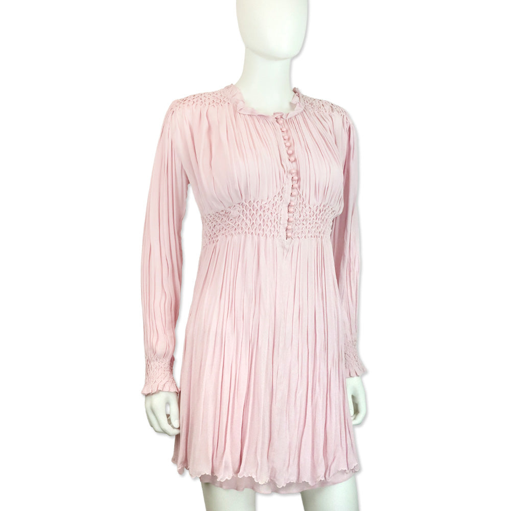 LOVESHACKFANCY Orchard Ice Belinda Smocked A-Line Button-down Mini Dress
