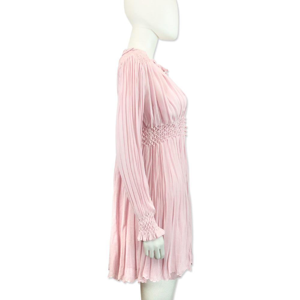 LOVESHACKFANCY Orchard Ice Belinda Smocked A-Line Button-down Mini Dress