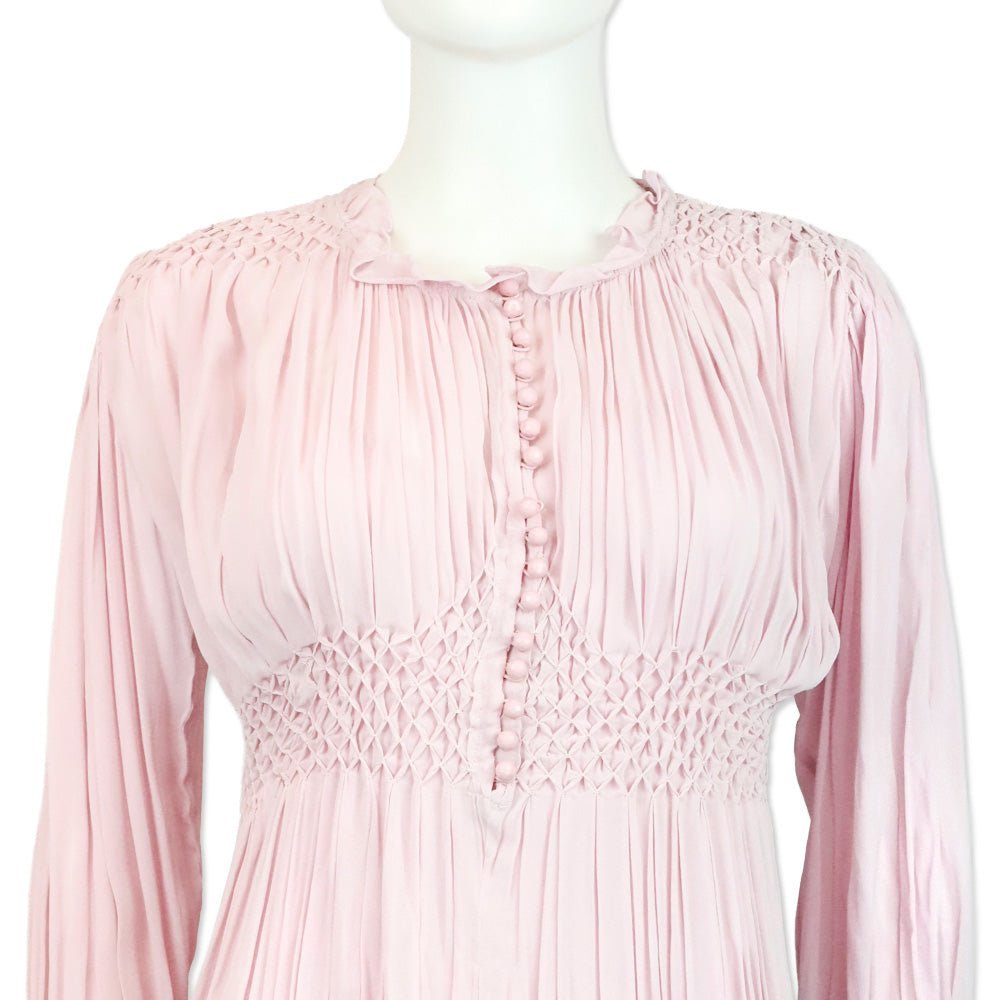 LOVESHACKFANCY Orchard Ice Belinda Smocked A-Line Button-down Mini Dress