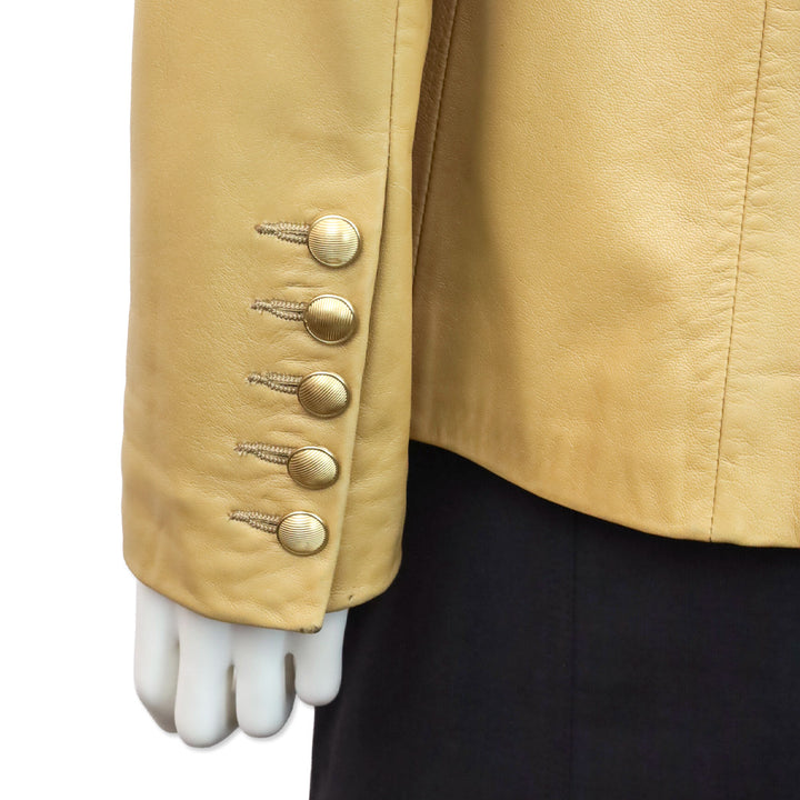 L'Agence Camel Leather Double-Breasted Kenzie Blazer