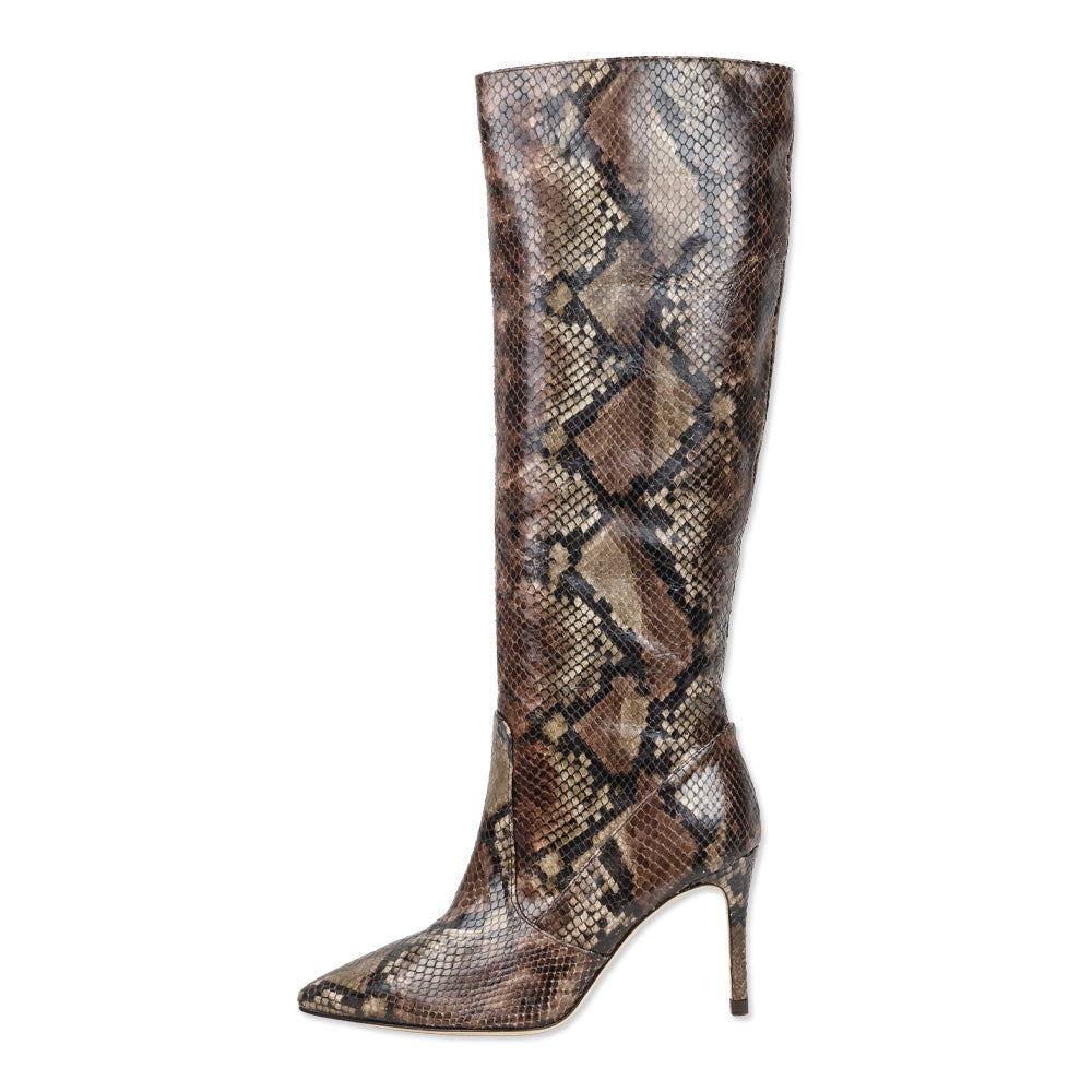 L'Agence Lena Snakeskin Embossed Leather Knee High Booties