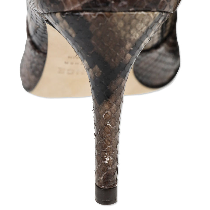 L'Agence Lena Snakeskin Embossed Leather Knee High Booties