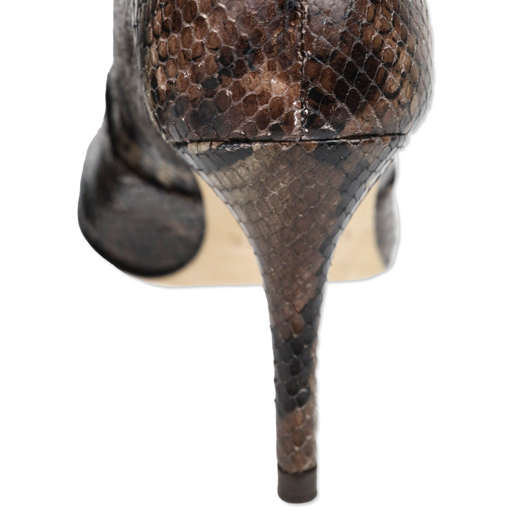 L'Agence Lena Snakeskin Embossed Leather Knee High Booties