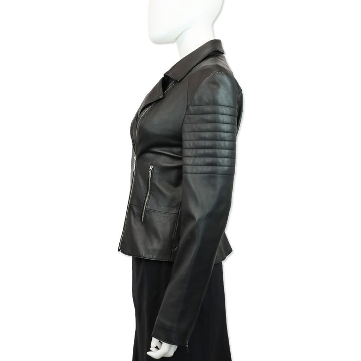 L'Agence Mercer Black Leather Motorcycle Jacket