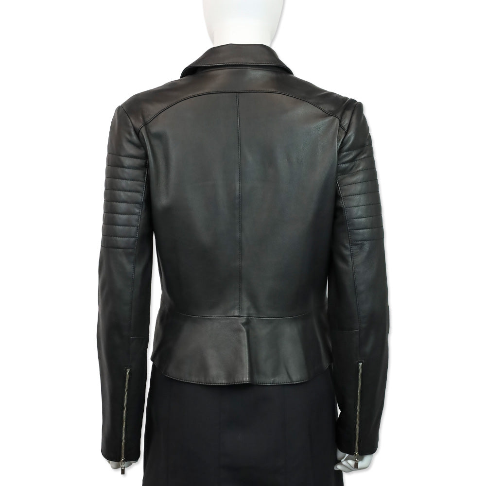 L'Agence Mercer Black Leather Motorcycle Jacket