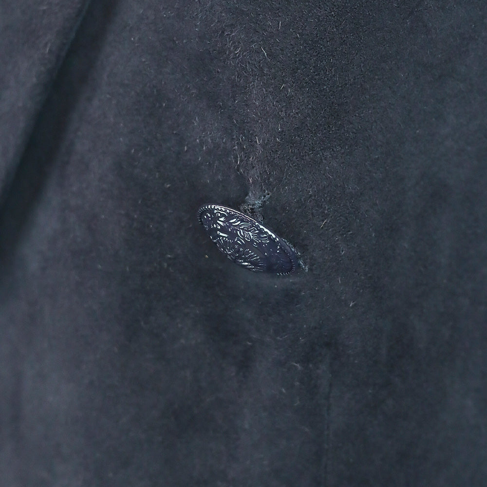 L' Agence Navy Suede Double-Breasted Blazer