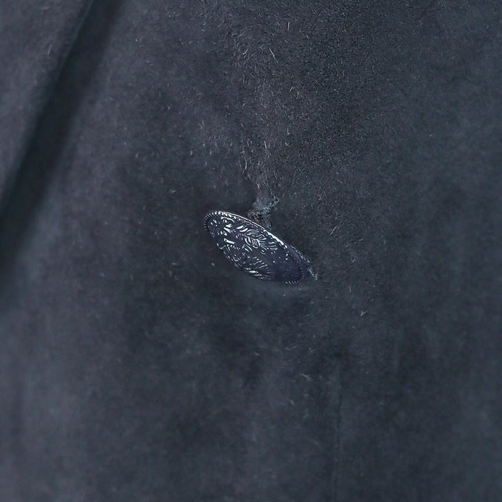 L' Agence Navy Suede Double-Breasted Blazer