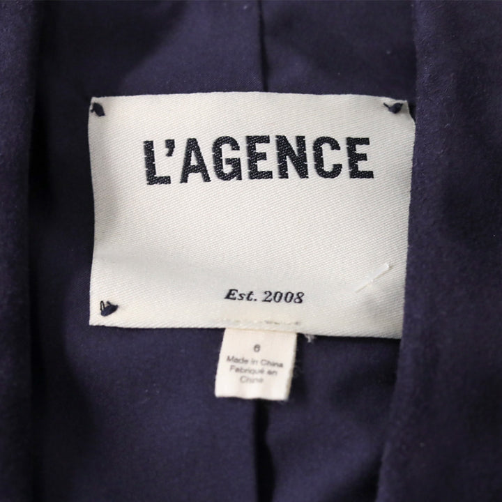 L' Agence Navy Suede Double-Breasted Blazer