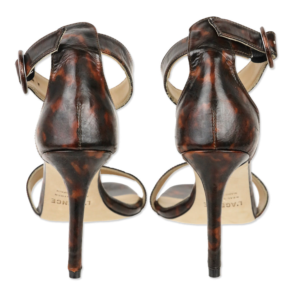L'Agence Tortoiseshell Print Leather Gisele Sandal