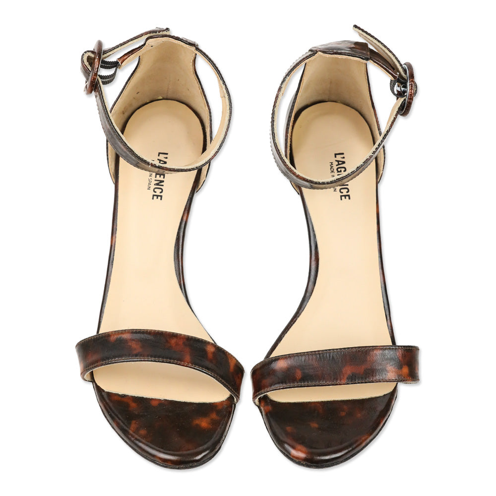 L'Agence Tortoiseshell Print Leather Gisele Sandal