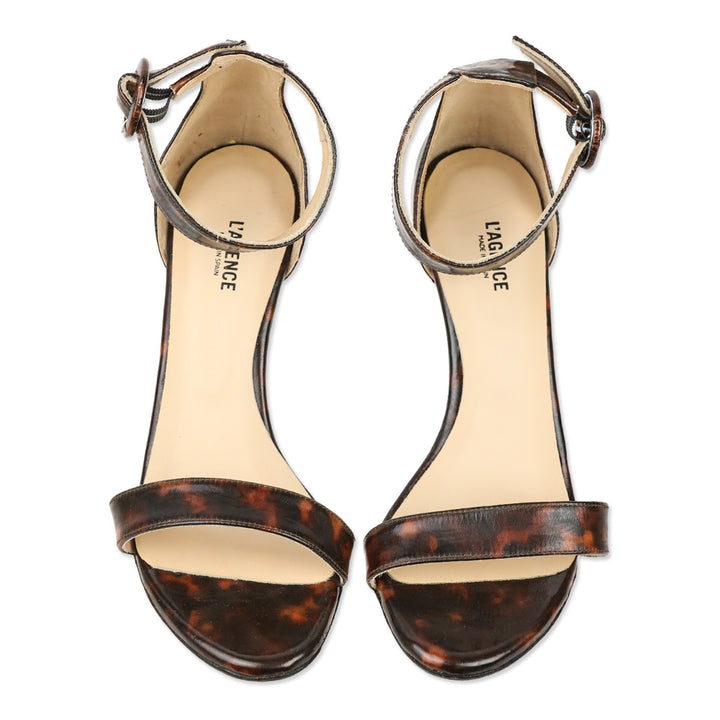 L'Agence Tortoiseshell Print Leather Gisele Sandal