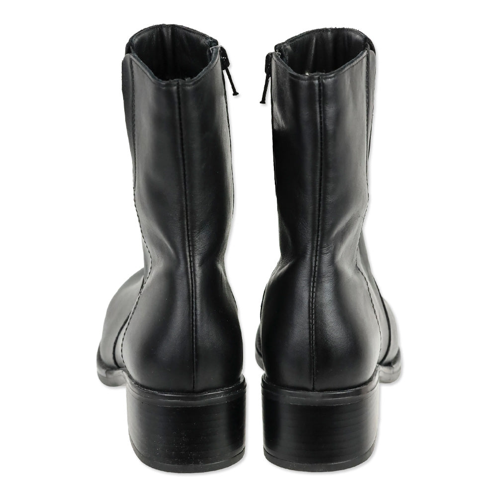 La Canadienne Black Leather Perla Ankle Boots