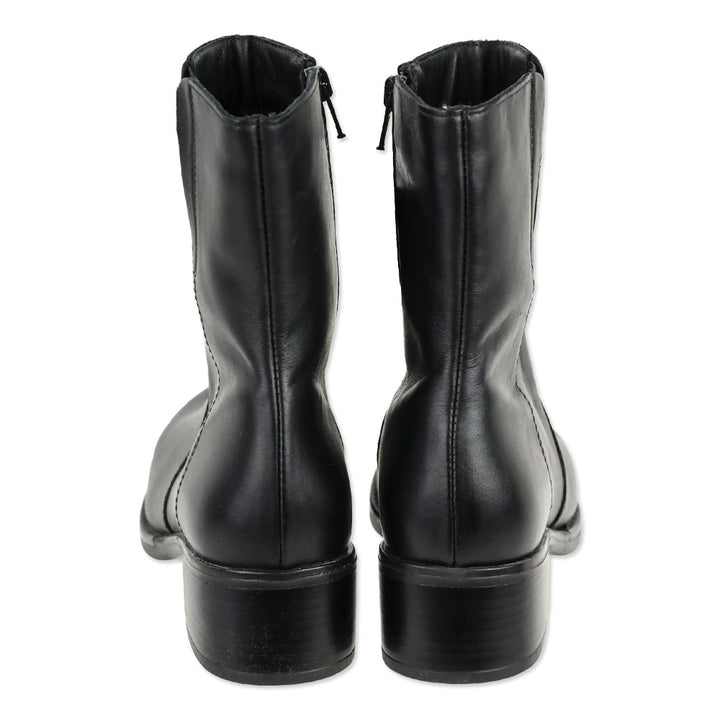 La Canadienne Black Leather Perla Ankle Boots
