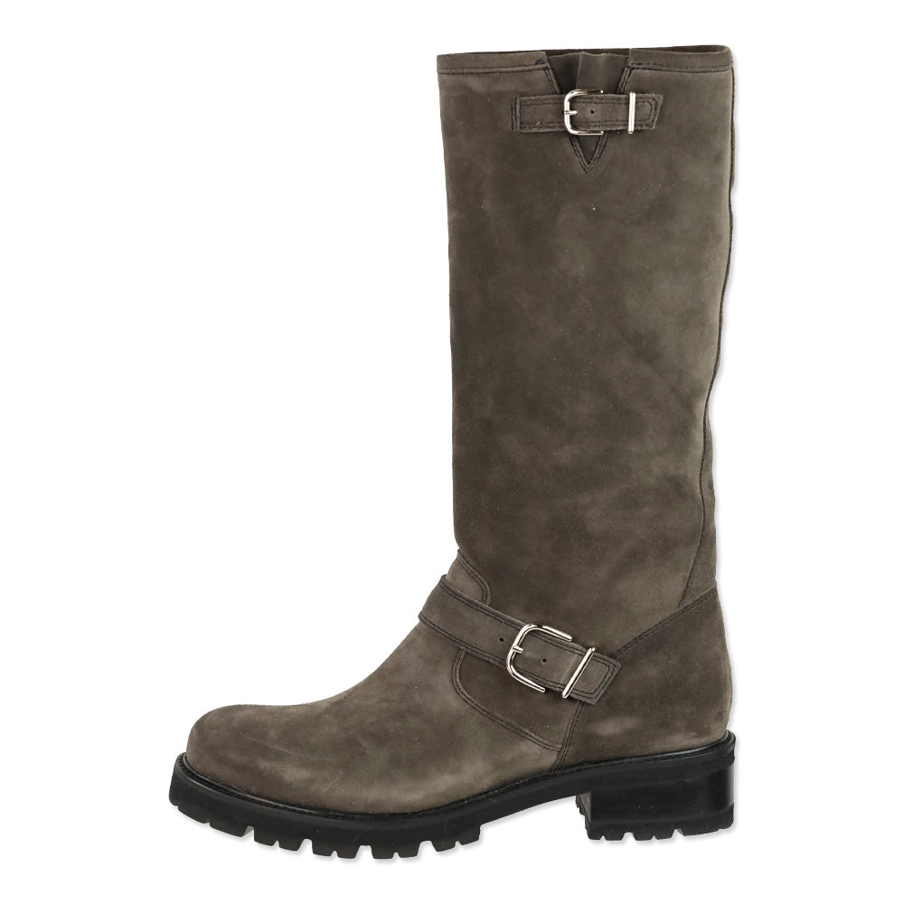 La Canadienne Charlene Brown London Oiled Suede Pull On Tall Engineer Boot